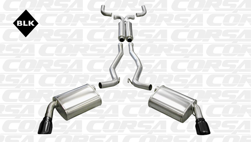 2010-2015 Camaro V6 Corsa 2.5" Catback Exhaust System & Xpipe w/4" Black Pro Series Tips